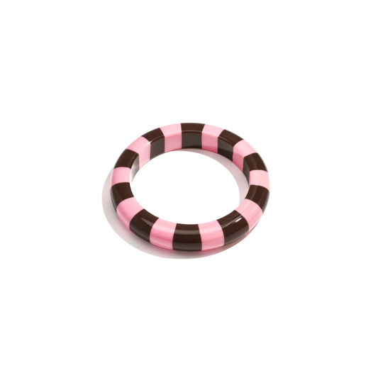 Roze-bruine gestreepte bangle armband Candy met hoogglans afwerking