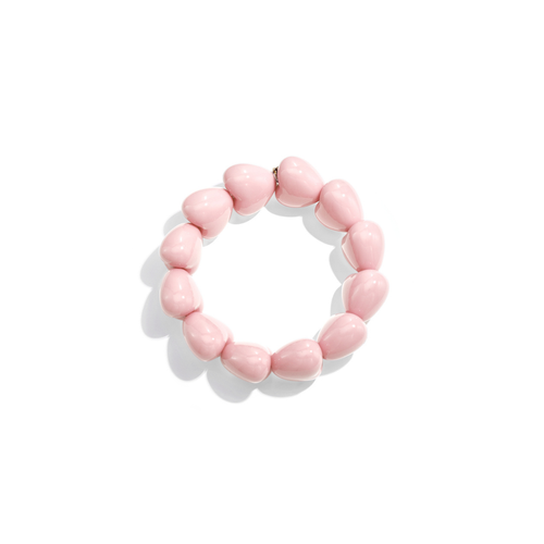 Roze chubby hartjes kralenarmband