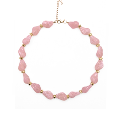 Roze chunky grote kralenketting marmer