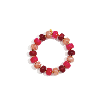 Roze fuchsia burgundy chunky kralenarmband Faye