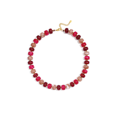 Roze fuchsia burgundy chunky kralenketting Faye