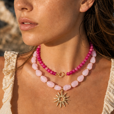 Babyroze chunky kralenketting statement zon