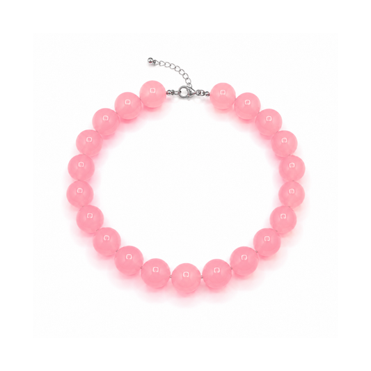 Roze grote kralenketting neon met glanzende kralen van Casa Jadel