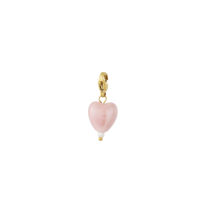Roze hartjes bedel met goudkleurige sluiting voor ketting of armband