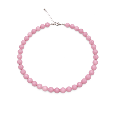 Roze jade natuursteen kralenketting Kiki