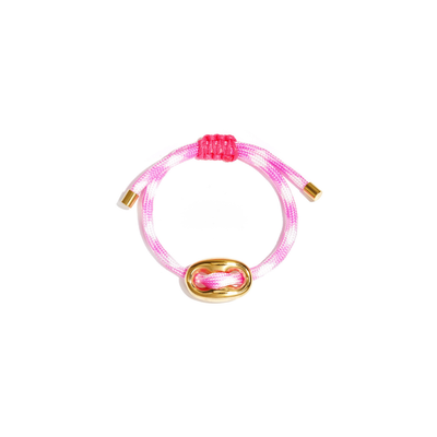 Roze rope armband met gouden bean