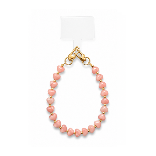 Roze marble hartjes telefoonkoord