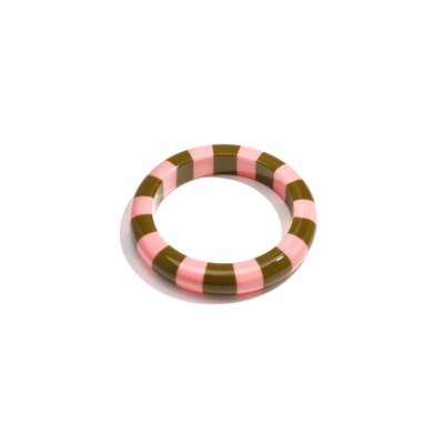 Roze olijfgroene gestreepte bangle armband Candy
