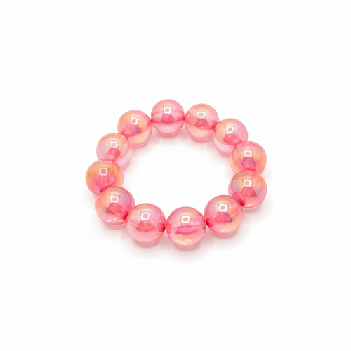 Roze metallic grote kralenarmband Eva