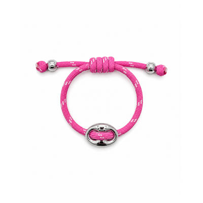 Roze rope armband met zilveren bean