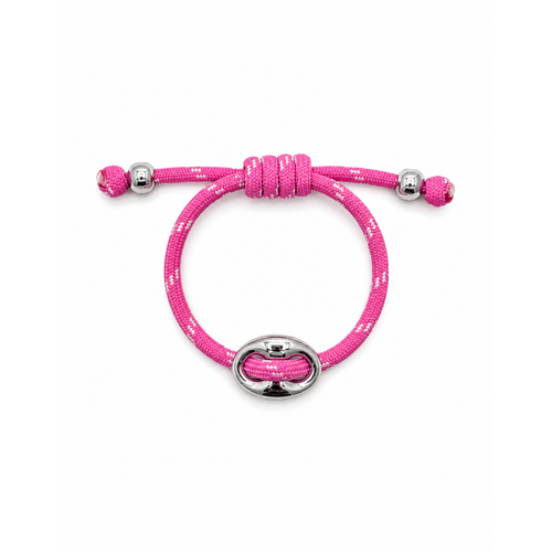Roze rope armband met zilveren bean