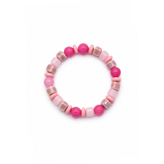 Roze squared en glazen kralenarmband Sunny van Casa Jadel