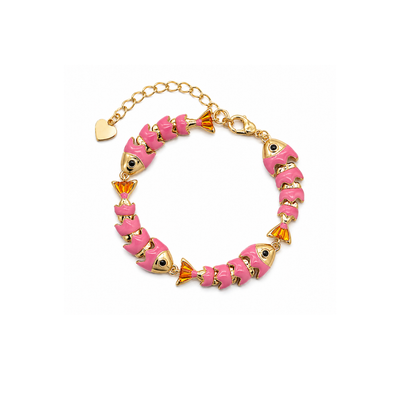 Roze visjes armband met goud