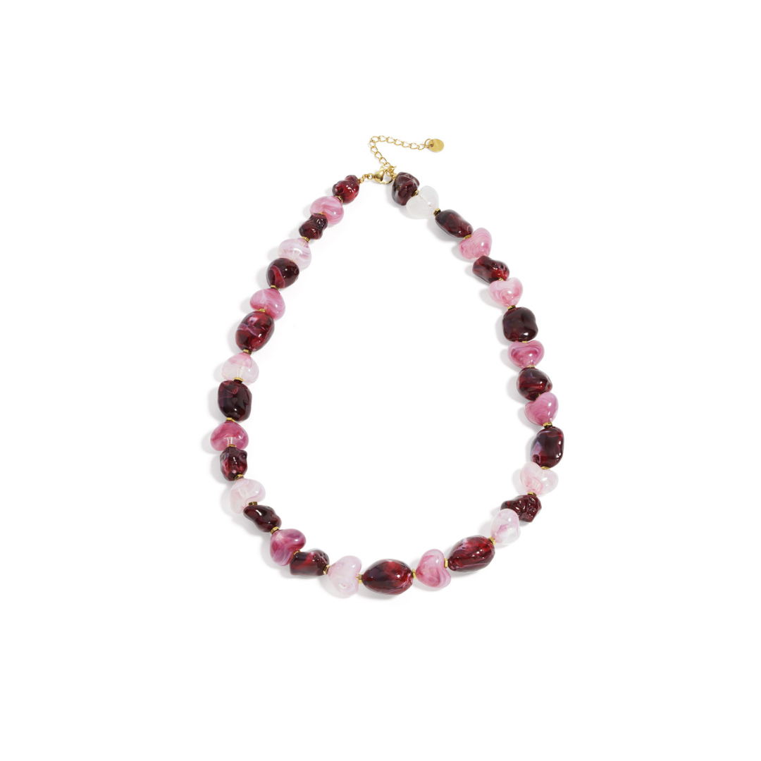roze bordeaux chunky grote kralenketting