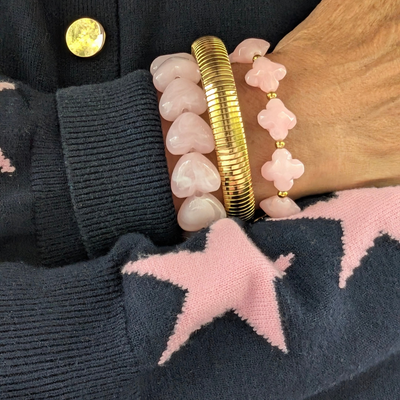 Roze klaver kralenarmband