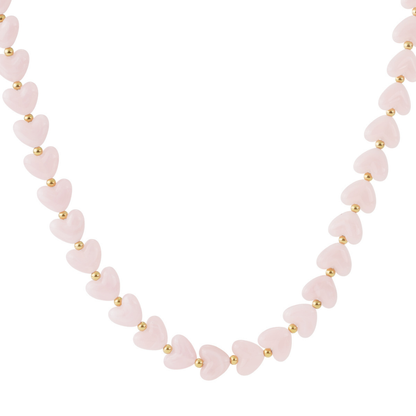 roze hartjes kralen ketting