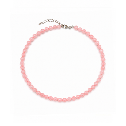 Rozenkwarts natuursteen kralenketting Jacky met 6 mm roze natuursteen kralen en stainless steel sluiting van Casa Jadel.