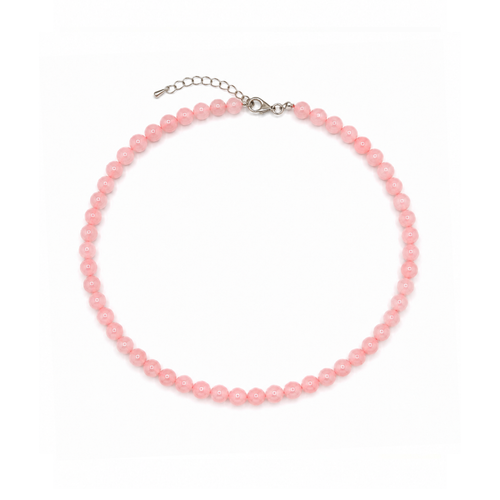 Rozenkwarts natuursteen kralenketting Jacky