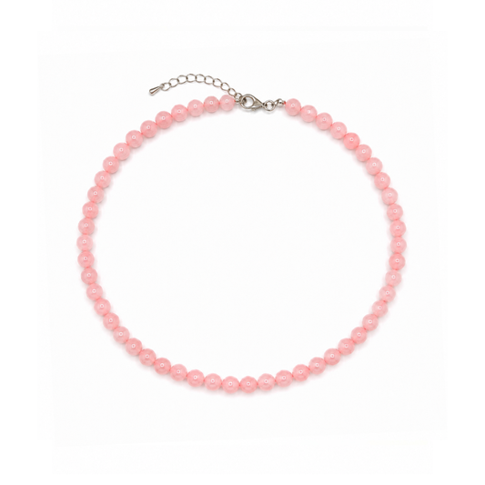 Rozenkwarts natuursteen kralenketting Jacky met 6 mm roze natuursteen kralen en stainless steel sluiting van Casa Jadel.