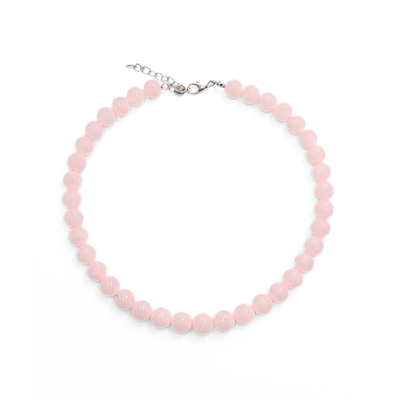 Rozenkwarts natuursteen kralenketting Kiki