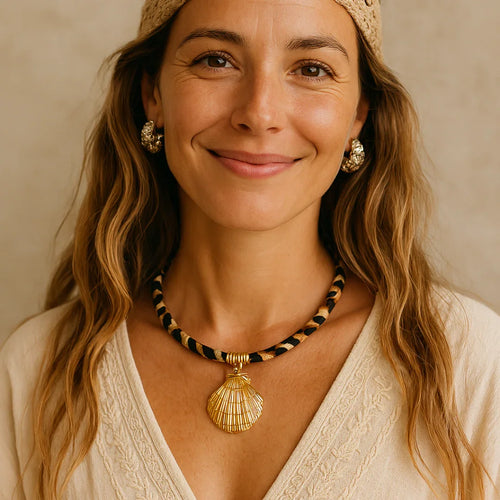 Panterprint ketting met statement schelp