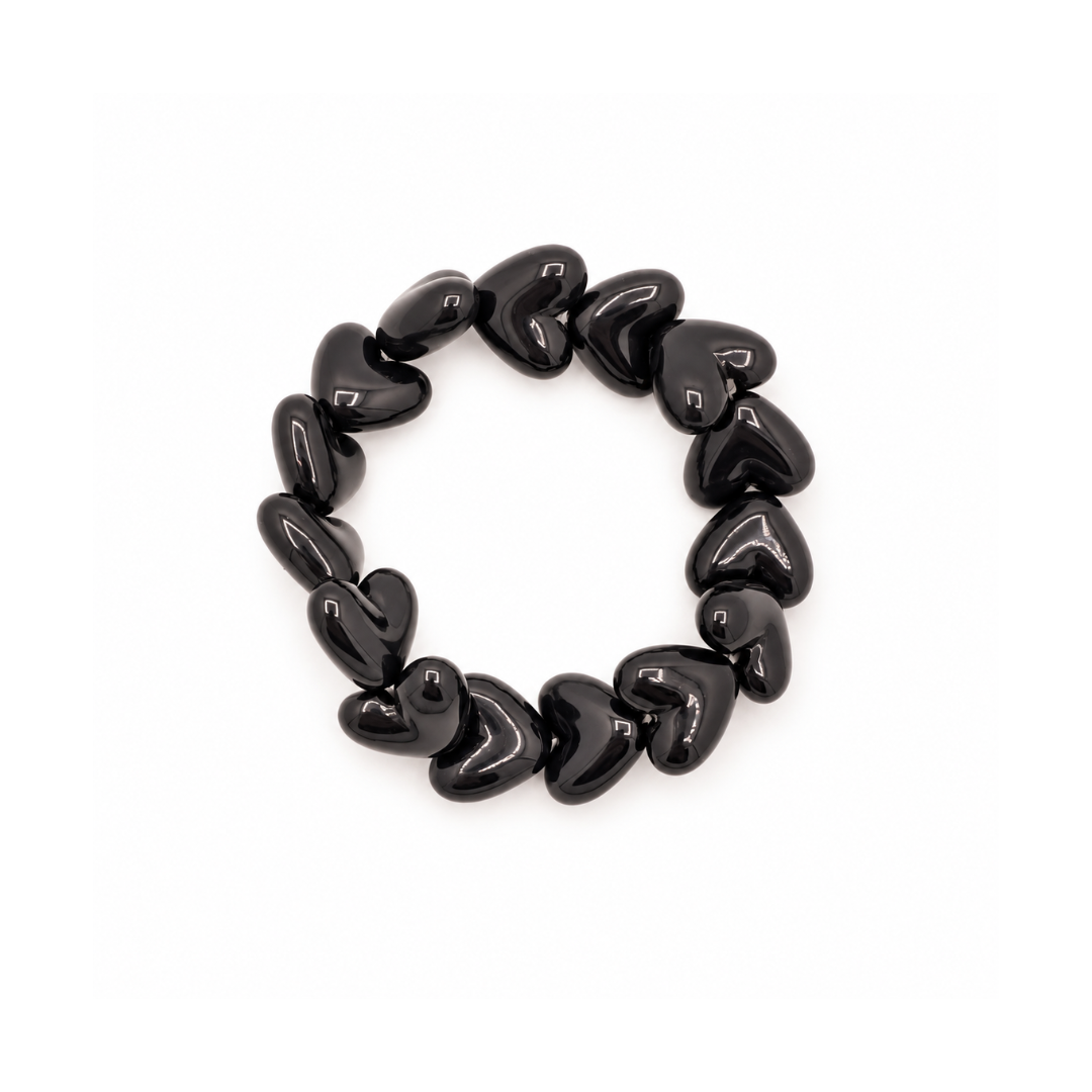 Zwarte hartjes kralenarmband Mara - Casa Jadel