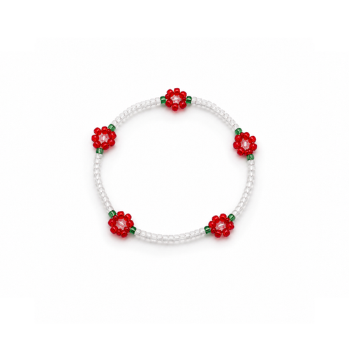 Transparante kleine kralenarmband rode bloemen Saar