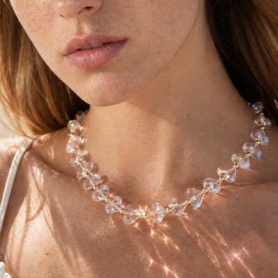 Transparante hartjes kralenketting