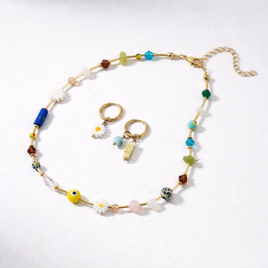 Treasure kraaltjesset dames met fijne kralenketting en oorringetjes Casa Jadel
