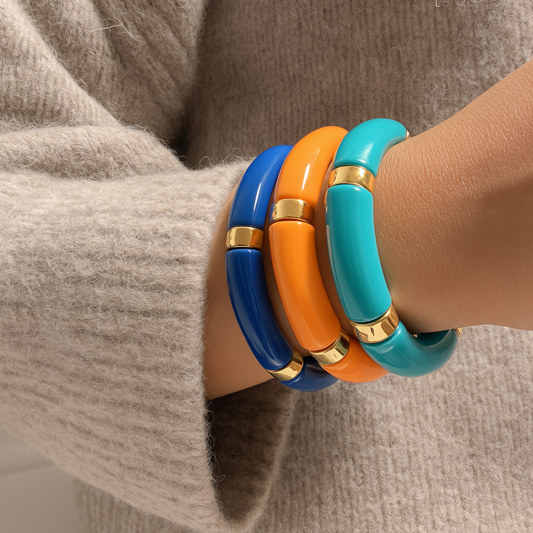 tube armbanden blauw oranje turquoise