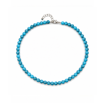 Turkoois natuursteen kralenketting Jacky met 6 mm turkoois natuursteen kralen en stainless steel sluiting van Casa Jadel.