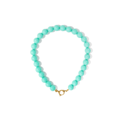Turquoise grote kralenketting met boeislot Noor