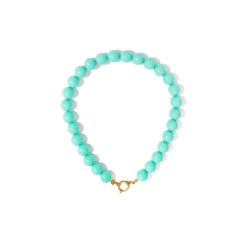 Turquoise grote kralenketting met boeislot