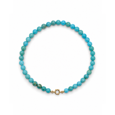 Turquoise kralenketting natuursteen-effect met boeislot