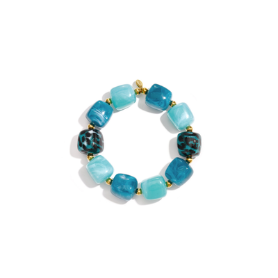Turquoise gouden marble kralenarmband met glitter Febe
