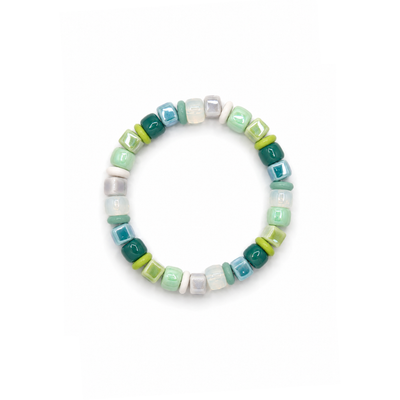 Turquoise squared en glazen kralenarmband Sunny