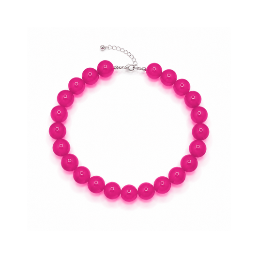 Fuchsia grote kralenketting neon met glanzende kralen van Casa Jadel