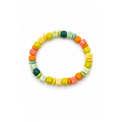 Veelkleurige squared en glazen kralenarmband Sunny