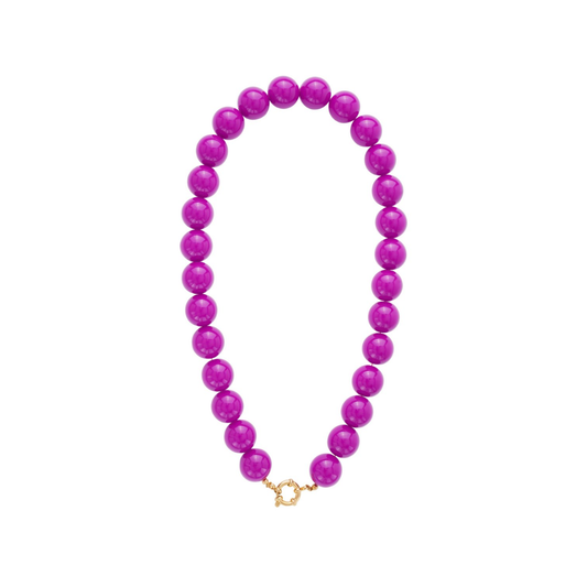 Violet kralenketting dames chunky paarse kralen ketting met goud boeislot Ibiza style