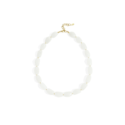 Witte chunky statement marble kralenketting Sanne