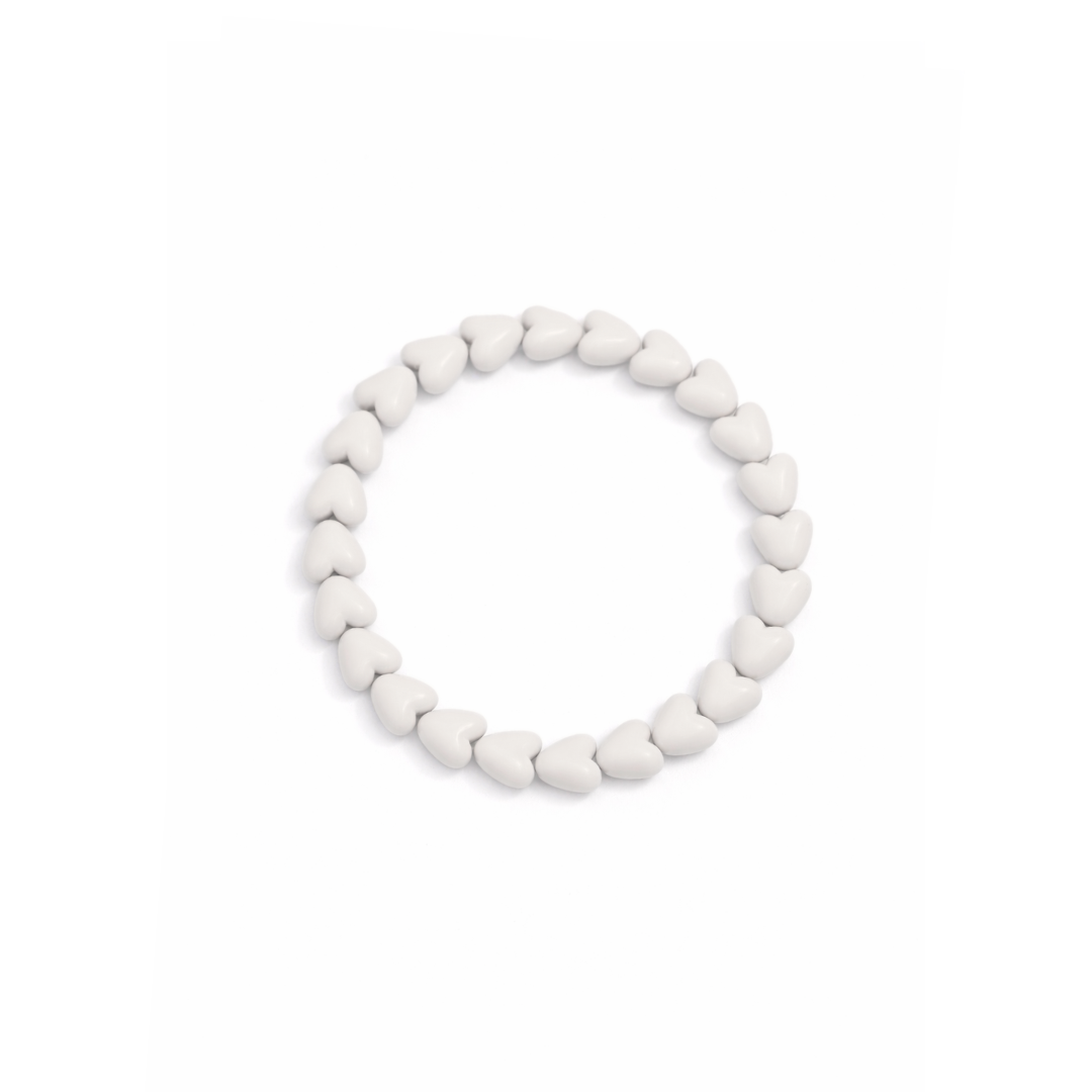 Witte hartjes kralenarmband elastisch dames armband