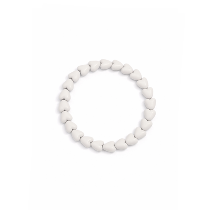 Witte hartjes kralenarmband elastisch dames armband