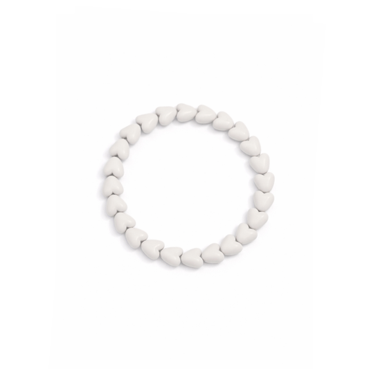 Witte hartjes kralenarmband elastisch dames armband