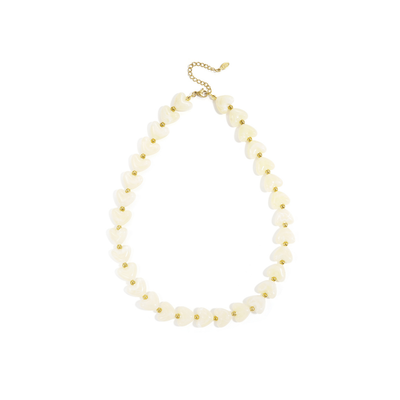 Offwhite marble hartjes kralenketting Lieve