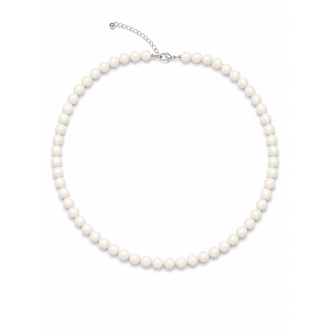 Witte lange kralenketting Romy met fijne kralen en verlengstuk