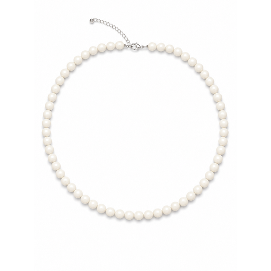 Witte lange kralenketting Romy met fijne kralen en verlengstuk