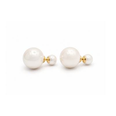 Witte metallic kralen oorbellen Eva