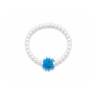 Parel kralenarmband met blauwe krab
