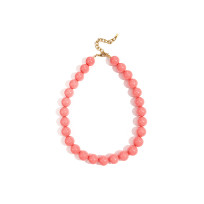 Zalmroze grote kralenketting Luna