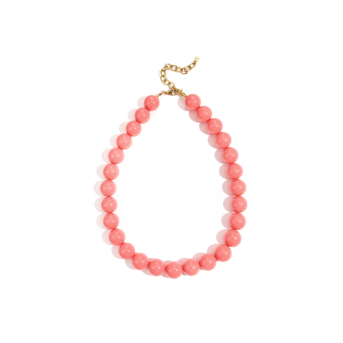 Zalmroze grote kralenketting